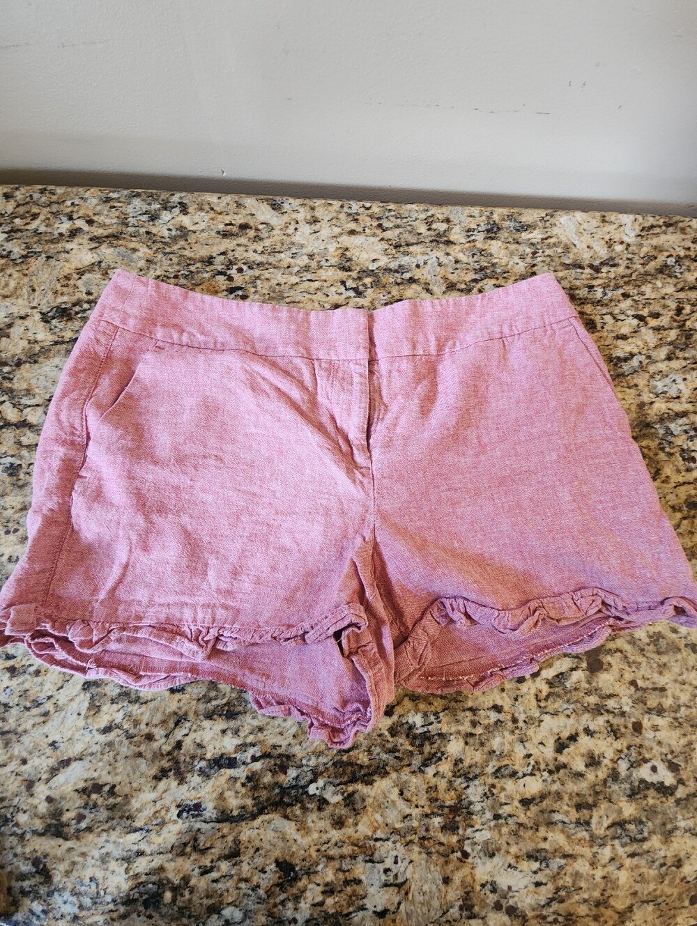 LOFT Pink Ruffle-Hem High Waist Shorts